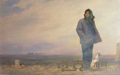 李新 1984年作 戈壁信使 100×160cm